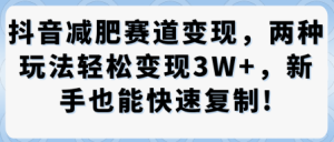 抖音减肥赛道变现,两种玩法轻松变现3W+,新手也能快速复制| 鹿鸣网创