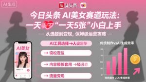 今日头条AI美女赛道玩法，一天轻松5张，小白轻松上手| 鹿鸣网创