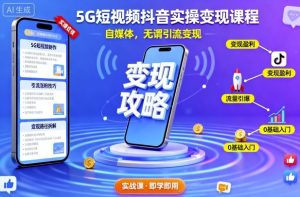 5G短视频抖音实操变现课程,自媒体,无谓引流变现| 鹿鸣网创