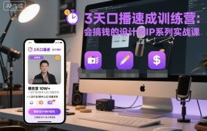 3天口播速成训练营，会搞钱的设计师IP系列实战课| 鹿鸣网创