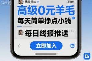 高级0元羊毛线报社群项目，每天简单挣点小钱| 鹿鸣网创