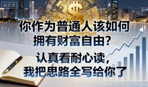 付费文章:你作为普通人该如何拥有财富自由?认真看耐心读,我把思路全写给你了| 鹿鸣网创