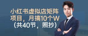 小红书虚拟店矩阵项目，照抄照做，月搞1W+（共40节）| 鹿鸣网创
