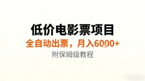 低价电影票项目，全自动出票，月入6k+，附保姆级教程【揭秘】| 鹿鸣网创