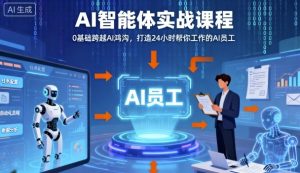 Ai智能体实战课程,0基础跨越Ai鸿沟,打造24小时帮你工作的Ai员工,打破常规,以实战定义Ai| 鹿鸣网创