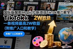 国际版醒图Hypic拉新项目TikTok推广教学,一条视频最高2W收益(附推广入口和教学)| 鹿鸣网创