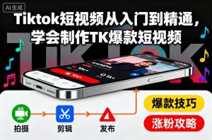 Tiktok短视频从入门到精通,学会制作TK爆款短视频| 鹿鸣网创