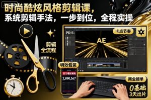 时尚酷炫风格剪辑课,系统剪辑手法,一步到位,全程实操| 鹿鸣网创