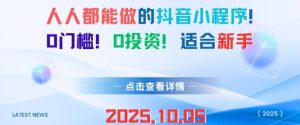 人人都能做的抖音小程序，0门槛0成本，适合新手| 鹿鸣网创