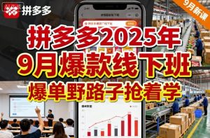 拼多多2025年9月爆款线下班，爆单野路子抢着学| 鹿鸣网创