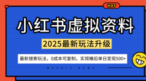 小红书虚拟资料项目：最新搜索流变现玩法，0成本简单可复制，一人多店打法，新手也可轻松日入5张+| 鹿鸣网创