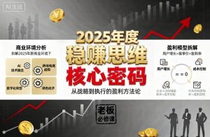 2025年度稳賺思维老板创业营,拆解2025年新商业环境下,企业实现持续盈利的核心密码| 鹿鸣网创