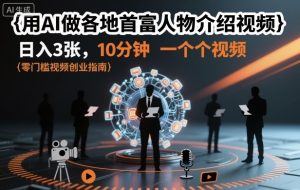 用AI做各地首富人物介绍视频,日入3张,10分钟一个视频| 鹿鸣网创