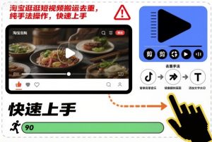 淘宝逛逛短视频搬运去重，纯手法操作，快速上手| 鹿鸣网创