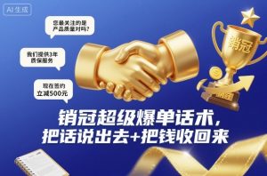 销冠超级爆单话术,把话说出去+把钱收回来| 鹿鸣网创