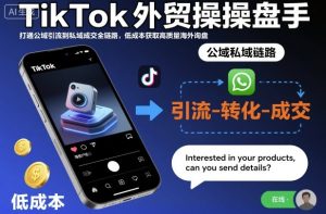 TikTok外贸操盘手,打通公域引流到私域成交全链路,低成本获取高质量海外询盘| 鹿鸣网创
