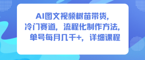 AI图文视频树苗带货,冷门赛道,流程化制作方法,单号每月几K,详细课程| 鹿鸣网创