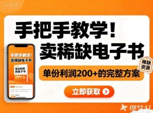 手把手教学!在小红书卖稀缺电子书,单份利润2张+的完整方案| 鹿鸣网创