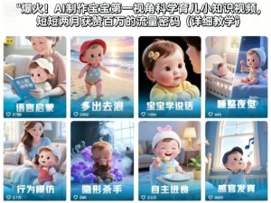 爆火!AI制作宝宝第一视角科学育儿小知识视频,短短两月获赞百万的流量密码(详细教学)| 鹿鸣网创