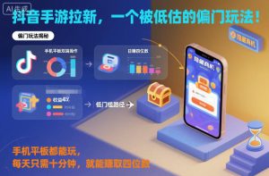 抖音手游拉新，一个被低估的偏门玩法！手机平板都能玩，每天只需十分钟，就能賺取四位数【揭秘】| 鹿鸣网创