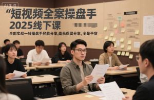短视频全案操盘手2025线下课，全部实战一线操盘手经验分享，毫无保留分享，全是干货| 鹿鸣网创