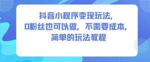 抖音小程序变现玩法，0粉丝也可以做，不需要成本，简单的玩法教程| 鹿鸣网创