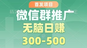 首发项目,微信群推广掘金,多号矩阵无脑日入3-5张【揭秘】| 鹿鸣网创