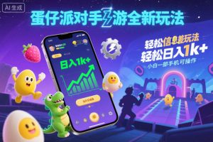 蛋仔派对手游全新玩法,轻松日入1k+,风口信息差玩法,当天见收益,小白一部手机可操作| 鹿鸣网创