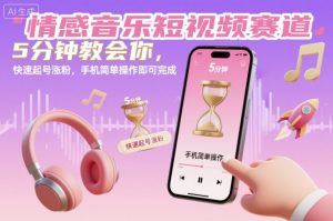 情感音乐短视频赛道,5分钟教会你,快速起号涨粉,手机简单操作即可完成| 鹿鸣网创