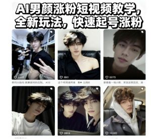 AI男颜涨粉短视频教学,全新玩法,快速起号涨粉| 鹿鸣网创