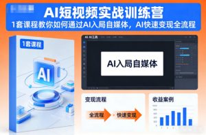 AI短视频实战训练营,1套课程教你如何通过AI入局自媒体,AI快速变现全流程| 鹿鸣网创