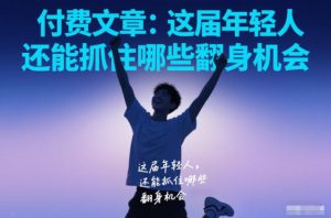 付费文章:这届年轻人,还能抓住哪些翻身机会| 鹿鸣网创