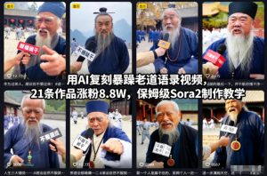 用AI复刻暴躁老道语录视频,21条作品涨粉8.8W,保姆级Sora2制作教学| 鹿鸣网创