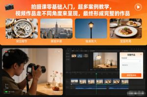 拍摄课零基础入门,超多案例教学,视频作品走不同角度来呈现,最终形成完整的作品| 鹿鸣网创