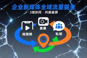 短视频全域商业模式，企业新媒体全域流量掘金，3域协同，共振破屏，短视频-直播-私域-地域| 鹿鸣网创