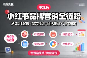 小红书品牌营销全链路，从0到1起盘、爆文打造、团队搭建到高效投放的全链路策略| 鹿鸣网创