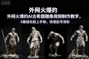 外网火爆的AI古希腊雕像视频制作教学，0基础也能上手做，快速起号涨粉| 鹿鸣网创