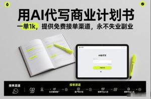 用AI代写商业计划书，一单1k，提供免费接单渠道，永不失业副业| 鹿鸣网创