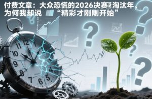 付费文章：大众恐慌的2026决赛淘汰年，为何我却说“精彩才刚刚开始”？| 鹿鸣网创