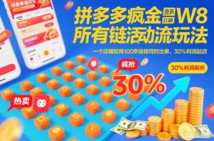 拼多多疯狂活动流玩法，所有链接全部打标，一个店铺矩阵100条链接同时出单，30%利润起店| 鹿鸣网创