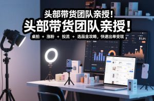 头部带货团队亲授!专业短视频实拍带货课:桌拍+涨粉+投流+选品全攻略,快速出单变现,月入2w+| 鹿鸣网创