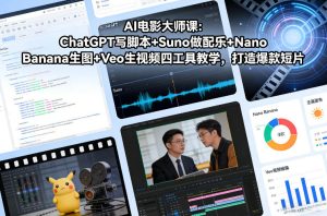 AI电影大师课：ChatGPT写脚本+Suno做配乐+Nano Banana生图+Veo生视频，打造爆款短片| 鹿鸣网创