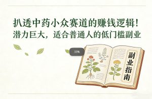 扒透中药小众赛道的賺米逻辑，潜力巨大，适合普通人的低门槛副业| 鹿鸣网创