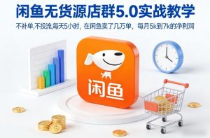 闲鱼无货源店群5.0实战教学，不补单，不投流，每天5小时，在闲鱼卖了几万单，每月5k到7k的净利润| 鹿鸣网创