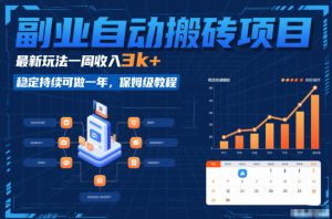 副业自动搬砖项目，最新玩法一周收入3k+，稳定持续可做一年，保姆级教程【揭秘】| 鹿鸣网创