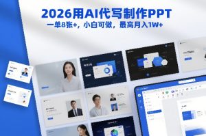 2026用AI代写制作PPT，一单8张+，小白可做，最高月入1W+| 鹿鸣网创
