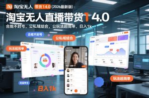 淘宝无人直播带货14.0（2026最新版）：合规不封号，公私域结合，玩法超简单，日入1k+【揭秘】| 鹿鸣网创