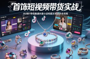 首饰短视频带货实战，从0到1带你跑通抖音小店和图文带货的全流程| 鹿鸣网创