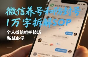 微信养号和防封号1万字拆解SOP,个人微信维护技巧,私域必学【文档】| 鹿鸣网创