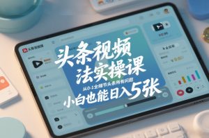 头条视频玩法实操课,从0-1全细节头条所有问题,小白也能日入5张| 鹿鸣网创